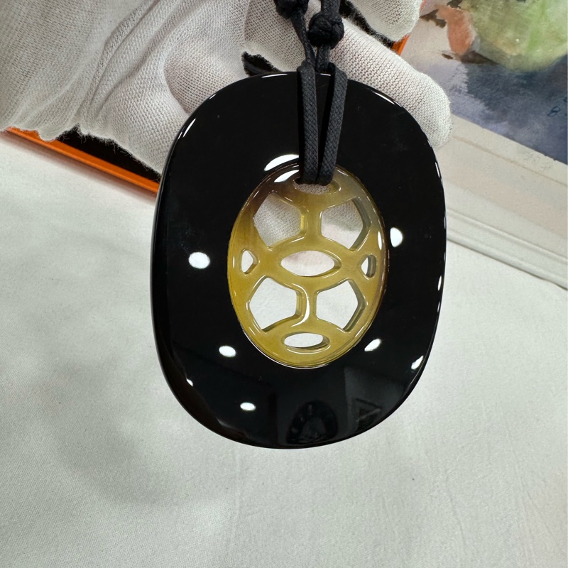 愛馬仕 水牛角項鍊車掛 吊墜-4