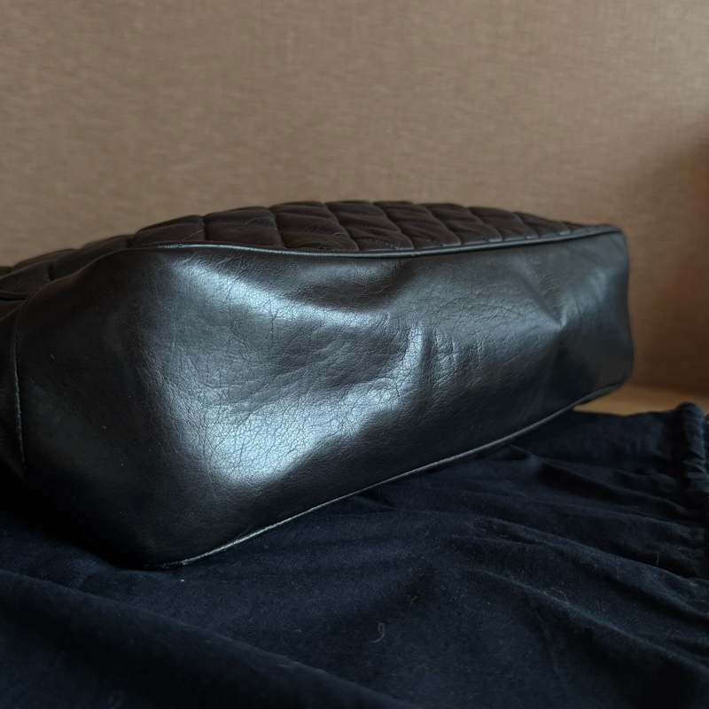 Chanel 黑金羊皮托特包 全皮內裏-7