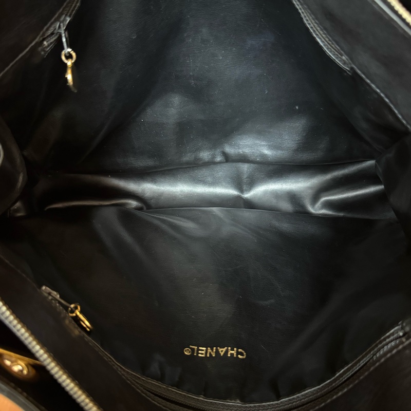 Chanel 黑金羊皮托特包 全皮內裏-15