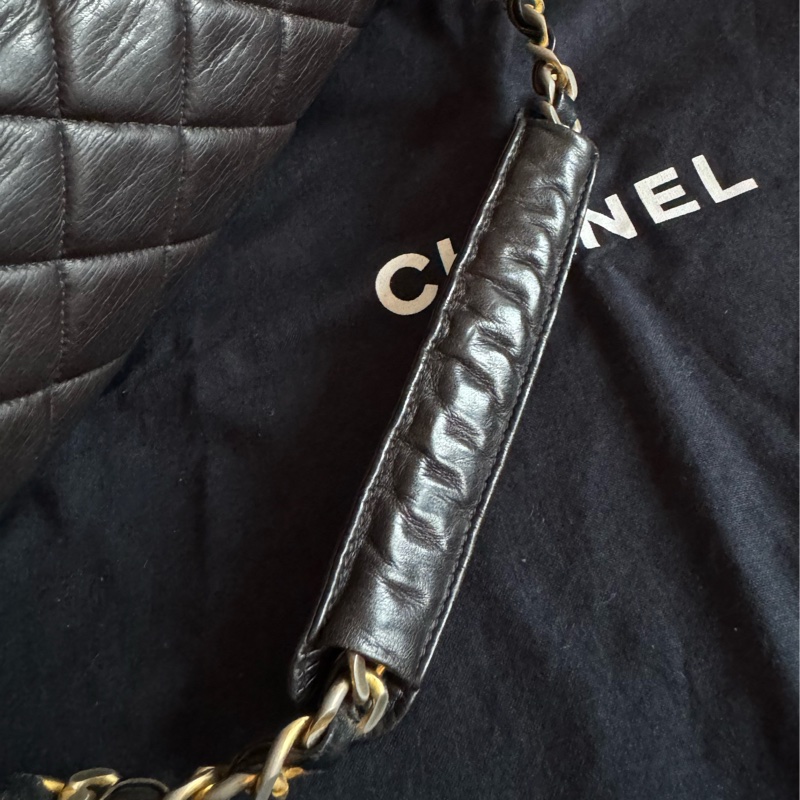 Chanel 黑金羊皮托特包 全皮內裏-22