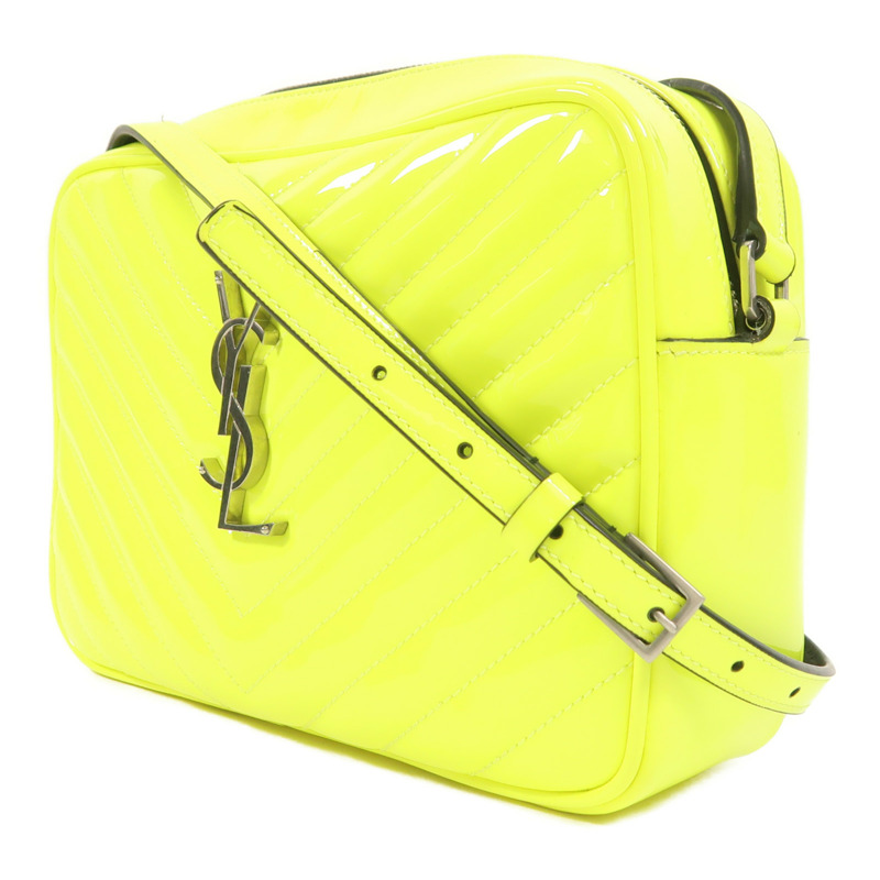 SAINT LAURENT 漆皮皮革Lou Camera Bag銀扣肩背袋-2
