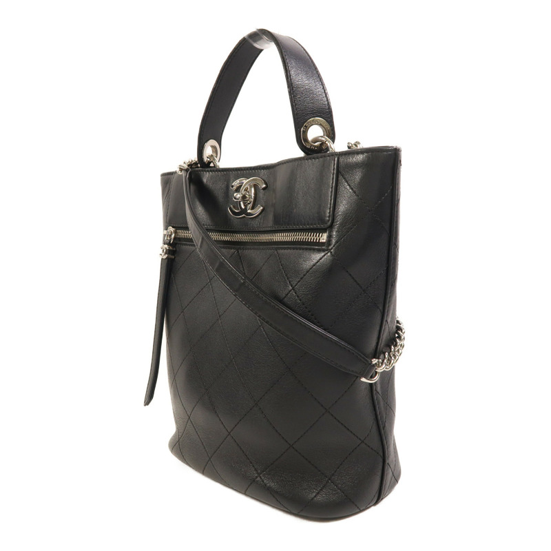 CHANEL 牛皮皮革2 Way Shoulder銀扣手挽肩背兩用袋-2