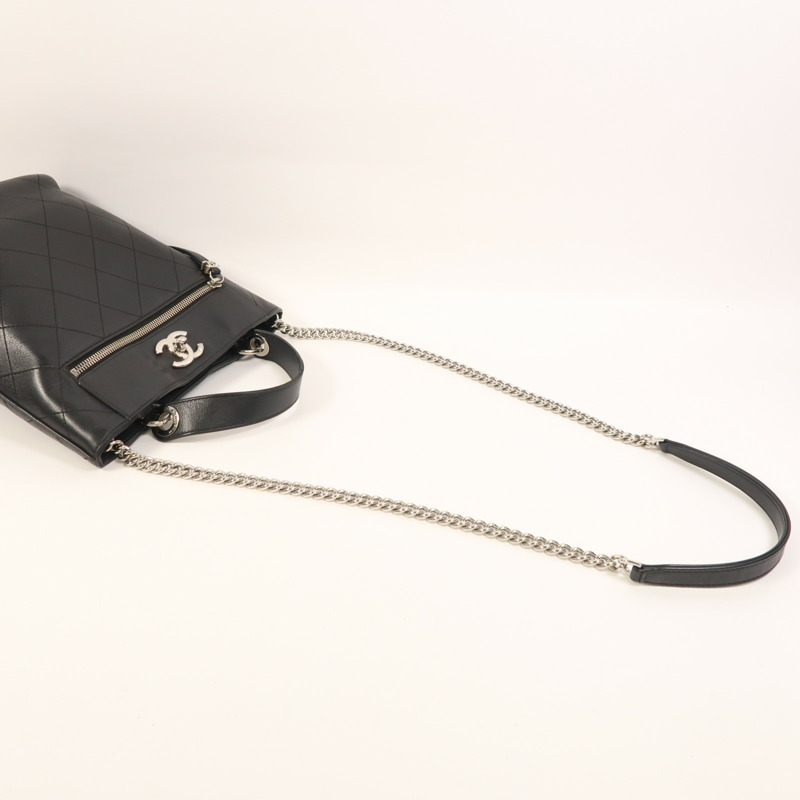CHANEL 牛皮皮革2 Way Shoulder銀扣手挽肩背兩用袋-7