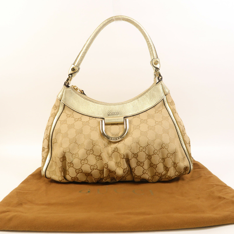 GUCCI 帆布Shoulder Bag金扣肩背袋-8