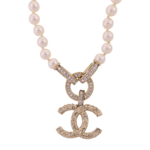 CHANEL 金屬/水鑽Necklace金扣項鏈