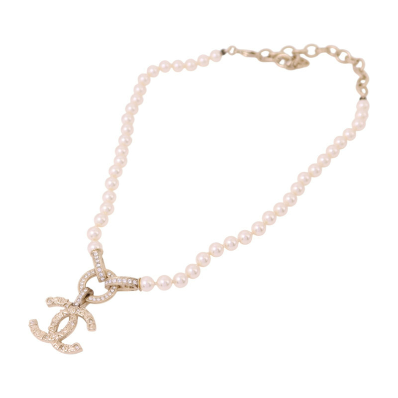CHANEL 金屬/水鑽Necklace金扣項鏈-2