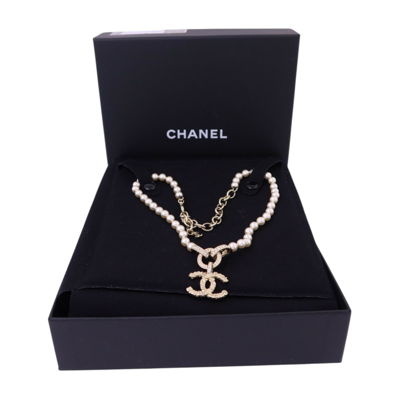 CHANEL 金屬/水鑽Necklace金扣項鏈-6