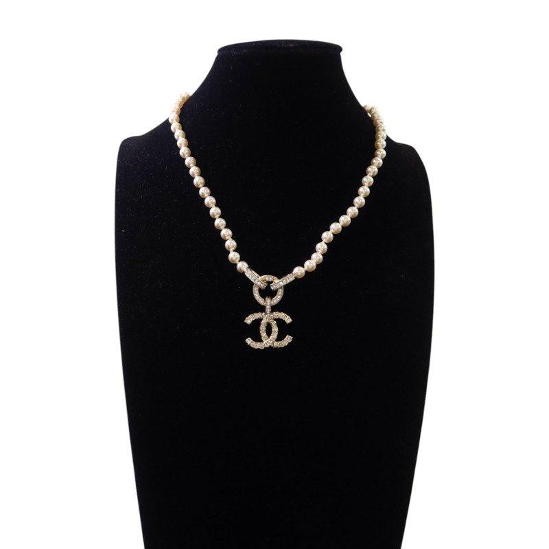 CHANEL 金屬/水鑽Necklace金扣項鏈-7