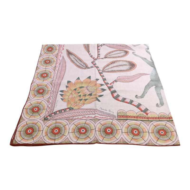 HERMES 羊絨/絲質Mors A Jouets Bandana Shawl 140x140絲巾-1