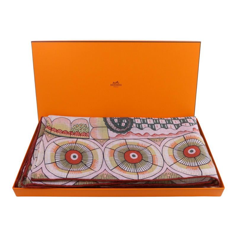 HERMES 羊絨/絲質Mors A Jouets Bandana Shawl 140x140絲巾-8