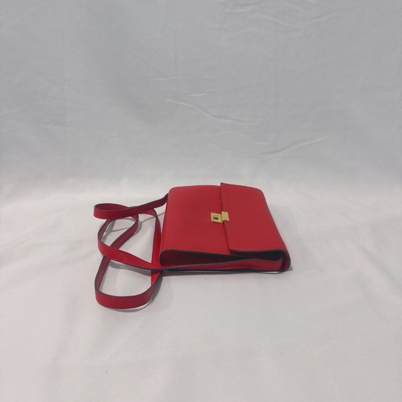 HERMES Clic 16 金扣 Mysore山羊皮 9T Capucine 橙紅色-3