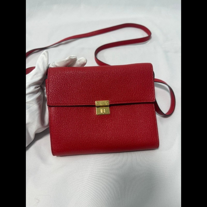 HERMES Clic 16 金扣 Mysore山羊皮 9T Capucine 橙紅色-5