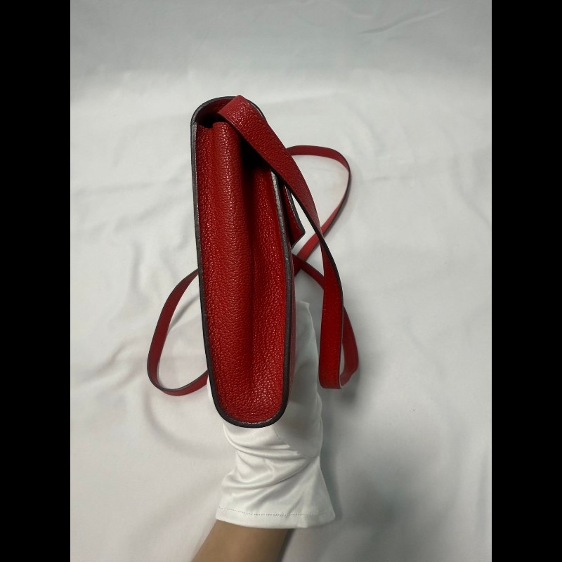 HERMES Clic 16 金扣 Mysore山羊皮 9T Capucine 橙紅色-8