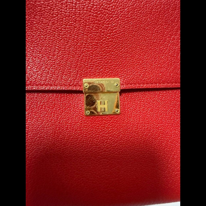 HERMES Clic 16 金扣 Mysore山羊皮 9T Capucine 橙紅色-14