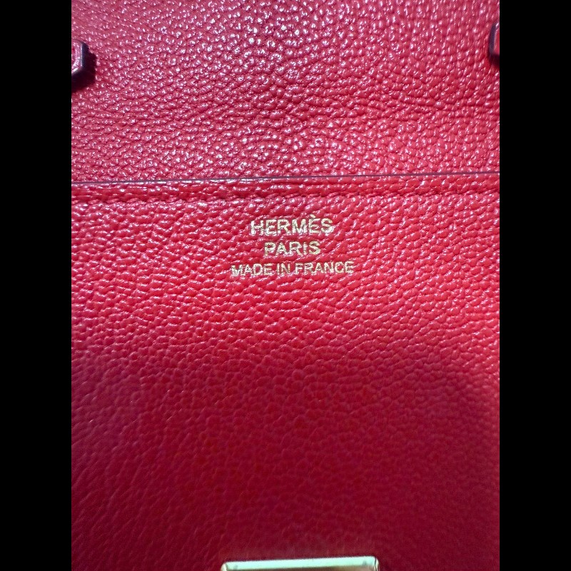 HERMES Clic 16 金扣 Mysore山羊皮 9T Capucine 橙紅色-18