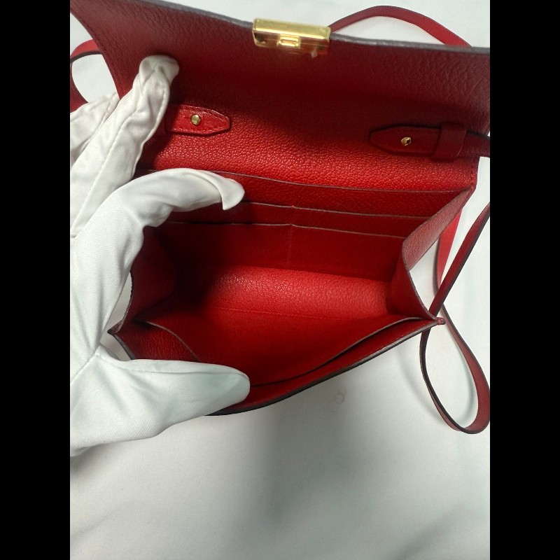 HERMES Clic 16 金扣 Mysore山羊皮 9T Capucine 橙紅色-19