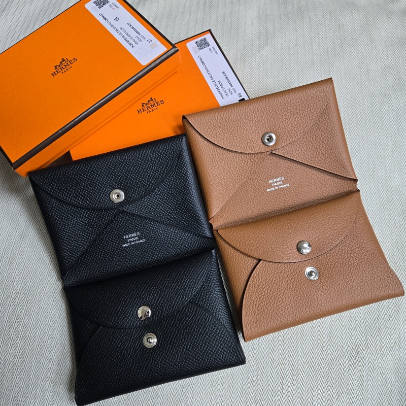 全新 HERMÈS 愛馬仕 Calvi Duo 卡夾 黑色、金棕色 Epsom-5