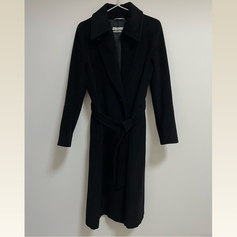 Max Mara 黑色羊毛大衣 長版