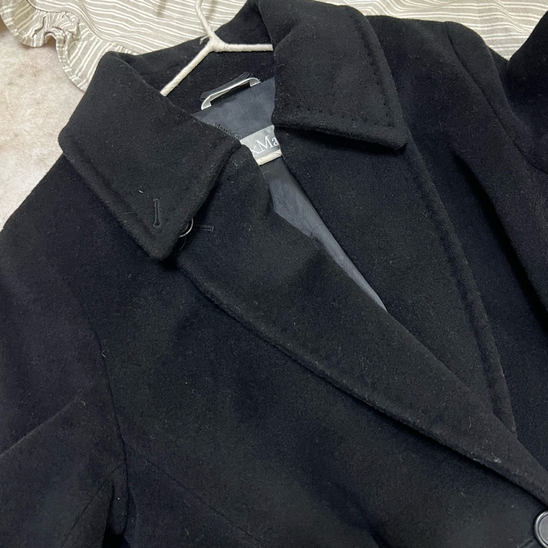 Max Mara 黑色羊毛大衣 長版-5