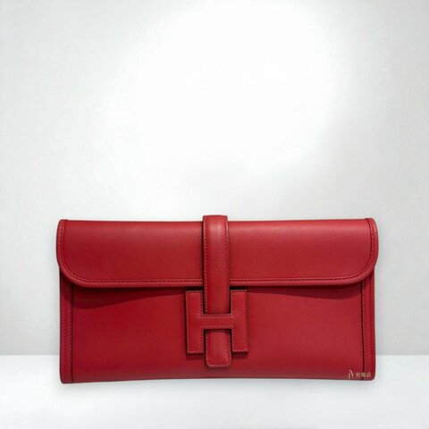 JS0038-Hermes 5E硃砂紅swift皮Jige Elan 29手拿包