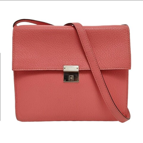 HERMÈS Clic 16奶昔粉Chèvre Mysore山羊皮 斜背包銀色五金 D刻