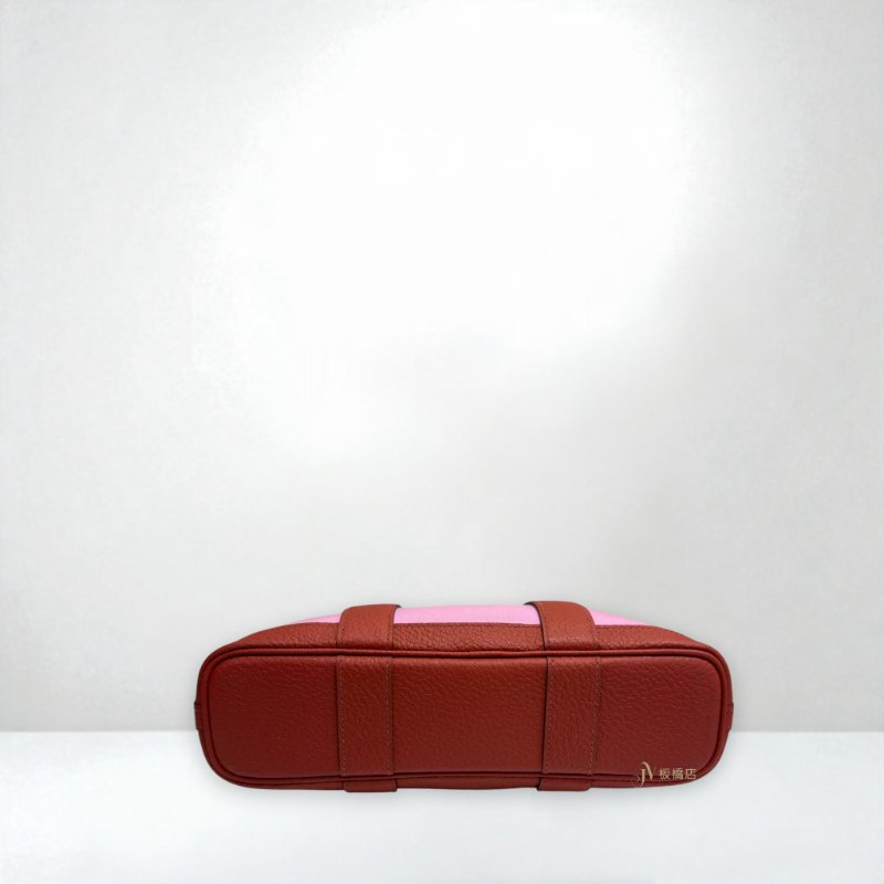 JS0443-Hermes AB粉帆布磚紅Negonda皮GardenFile28手提托特包H080124-3