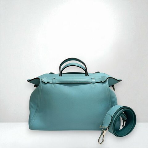 JS0606-Hermes 7f孔雀藍evergrain雙提把肩背oxer包