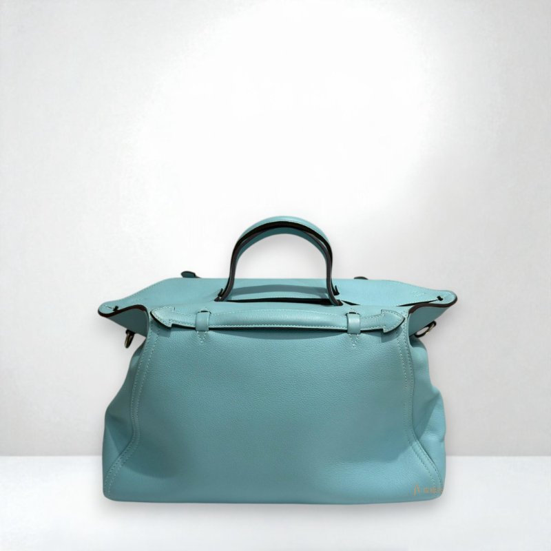 JS0606-Hermes 7f孔雀藍evergrain雙提把肩背oxer包-1