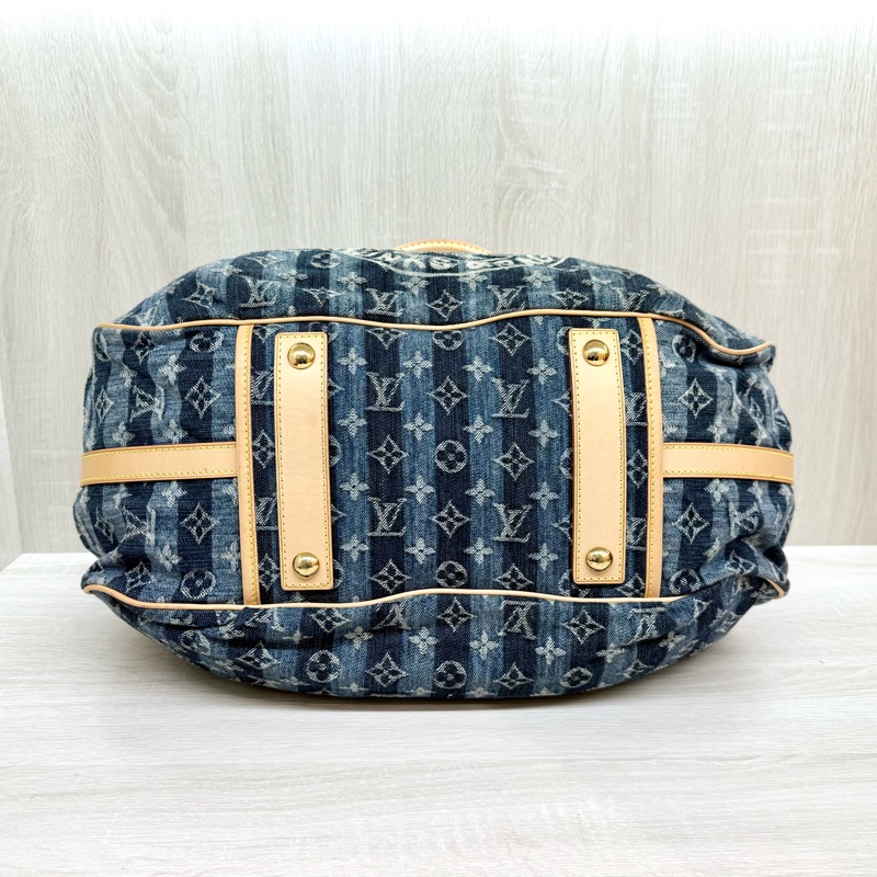 LV單寧牛仔帆布限量款Cabas Raye GM手提南瓜包m95336-5