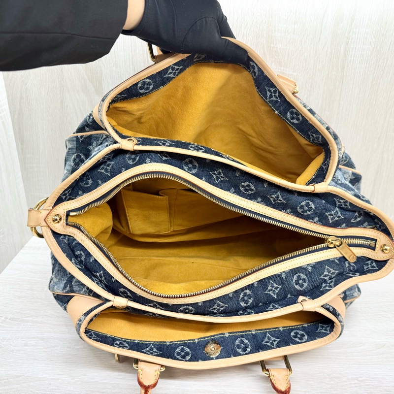 LV單寧牛仔帆布限量款Cabas Raye GM手提南瓜包m95336-7