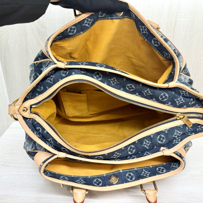 LV單寧牛仔帆布限量款Cabas Raye GM手提南瓜包m95336-8