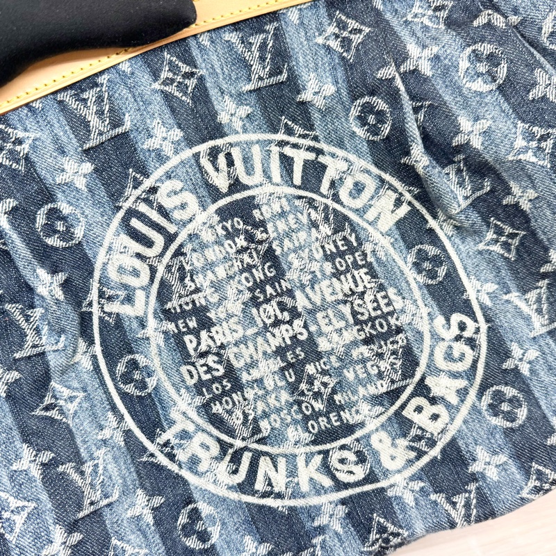 LV單寧牛仔帆布限量款Cabas Raye GM手提南瓜包m95336-12