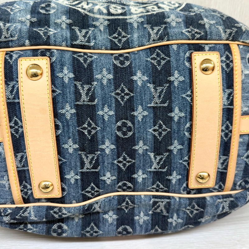 LV單寧牛仔帆布限量款Cabas Raye GM手提南瓜包m95336-13