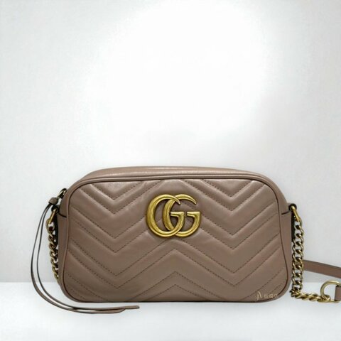 JS1231-GUCCI MARMONT小型藕粉色牛皮相機包447632