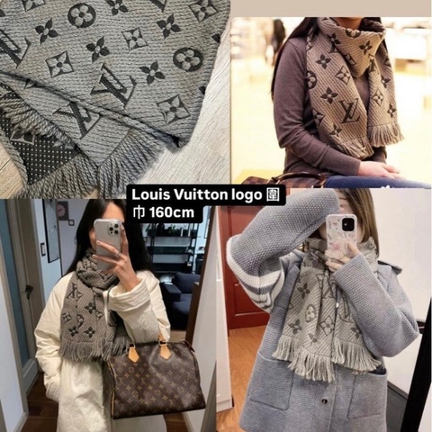 瑞奇二手精品 Louis Vuitton 滿版 logo圍巾