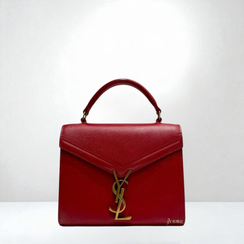 JY0098-YSL 紅色CASSANDRA粒面壓紋皮革迷你手提側背包-0