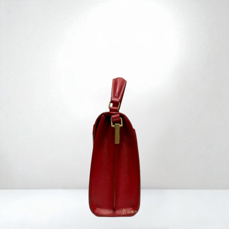 JY0098-YSL 紅色CASSANDRA粒面壓紋皮革迷你手提側背包-1