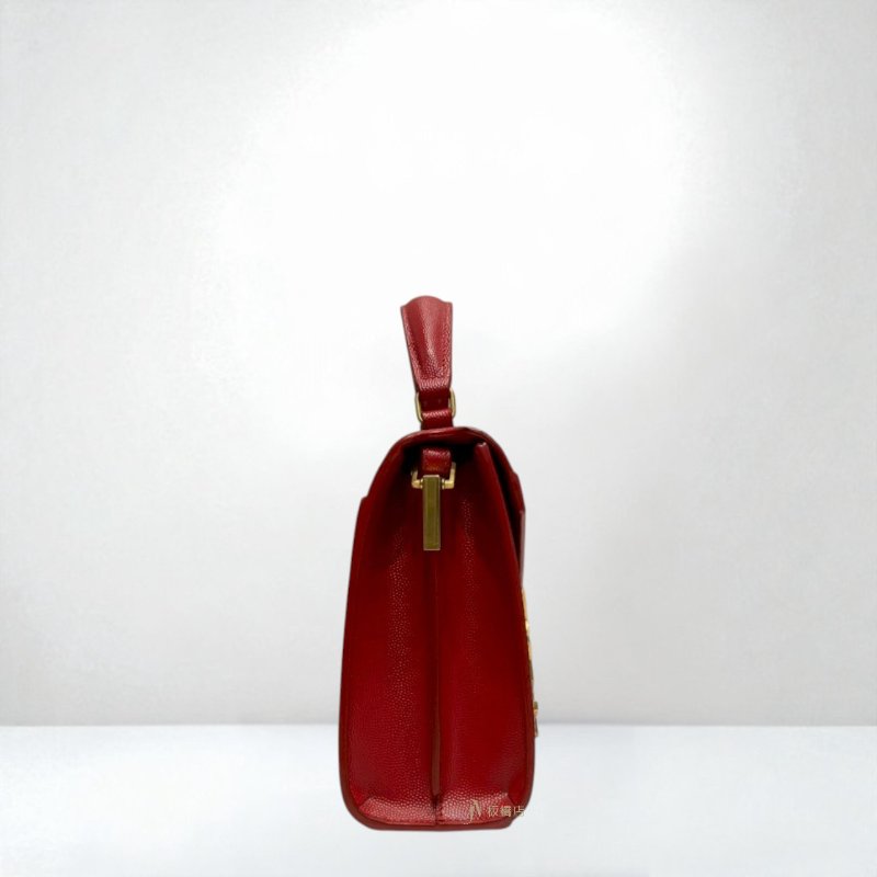 JY0098-YSL 紅色CASSANDRA粒面壓紋皮革迷你手提側背包-2