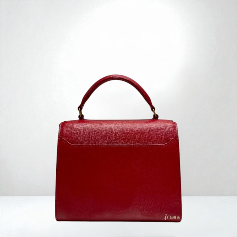 JY0098-YSL 紅色CASSANDRA粒面壓紋皮革迷你手提側背包-3