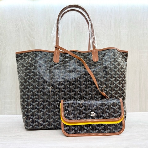 Goyard 棕色Saint Louis PM小牛皮及帆布雙面托特包