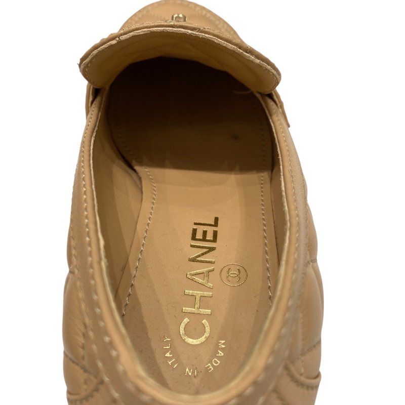 CHANEL 香奈兒 經典菱格紋樂福跟鞋 皮革 拿鐵色 37.5碼-11