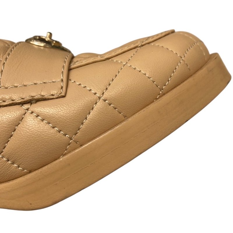 CHANEL 香奈兒 經典菱格紋樂福跟鞋 皮革 拿鐵色 37.5碼-16