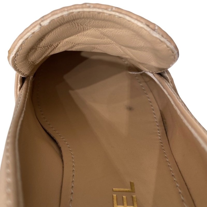 CHANEL 香奈兒 經典菱格紋樂福跟鞋 皮革 拿鐵色 37.5碼-21