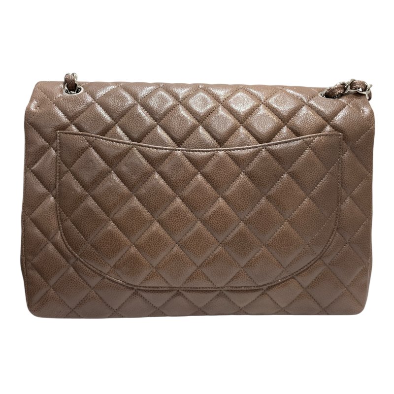 CHANEL 香奈兒 CLASSIC FLAP 30 肩背包 荔枝牛皮 咖啡色 銀扣-1