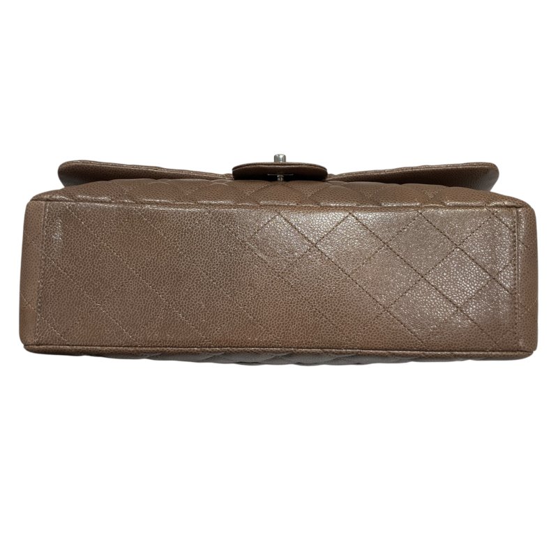 CHANEL 香奈兒 CLASSIC FLAP 30 肩背包 荔枝牛皮 咖啡色 銀扣-4