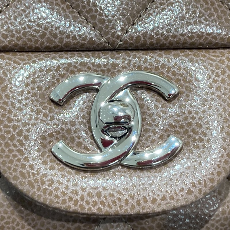 CHANEL 香奈兒 CLASSIC FLAP 30 肩背包 荔枝牛皮 咖啡色 銀扣-17