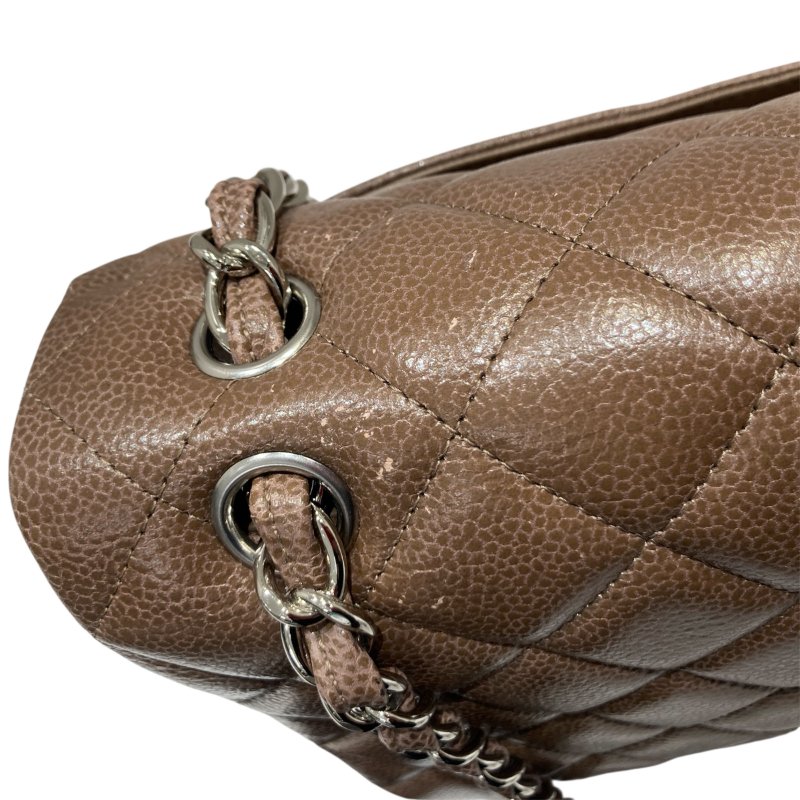 CHANEL 香奈兒 CLASSIC FLAP 30 肩背包 荔枝牛皮 咖啡色 銀扣-18