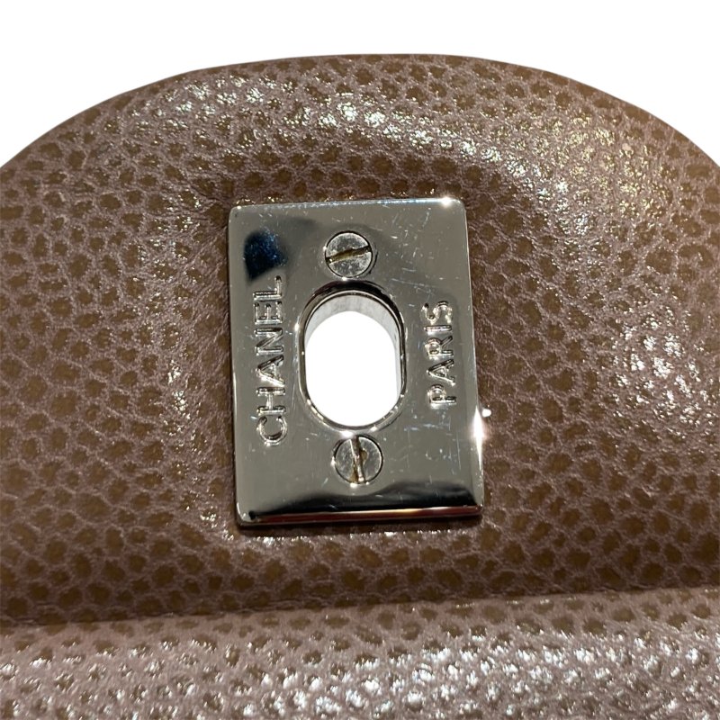 CHANEL 香奈兒 CLASSIC FLAP 30 肩背包 荔枝牛皮 咖啡色 銀扣-19