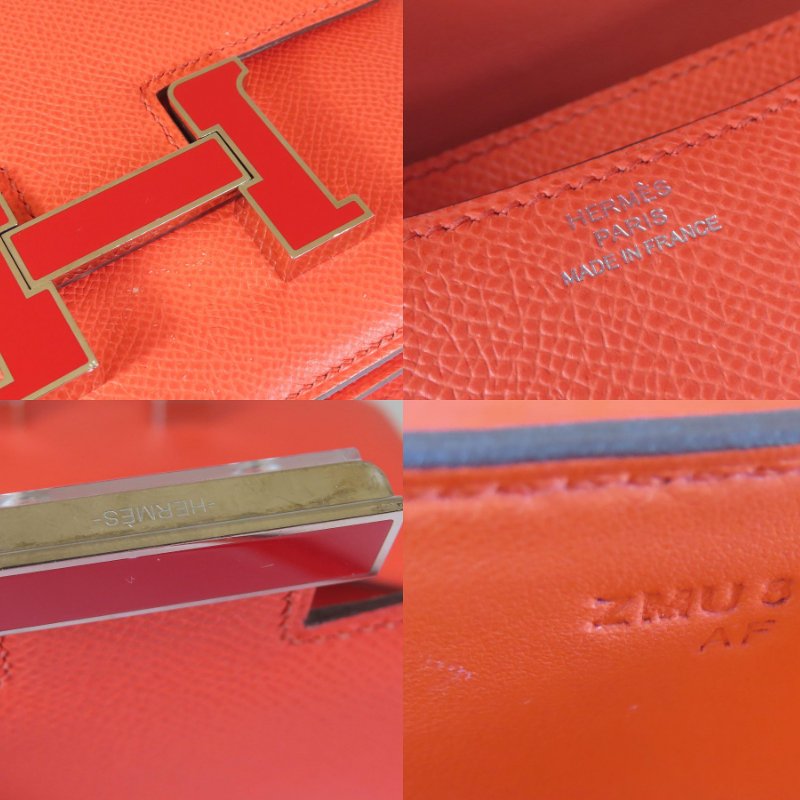【巴黎站二手名牌專賣店】*現貨*HERMES 愛馬仕 真品*Z刻MINI Constance 18橘紅色琺瑯H康康肩背斜背包-5