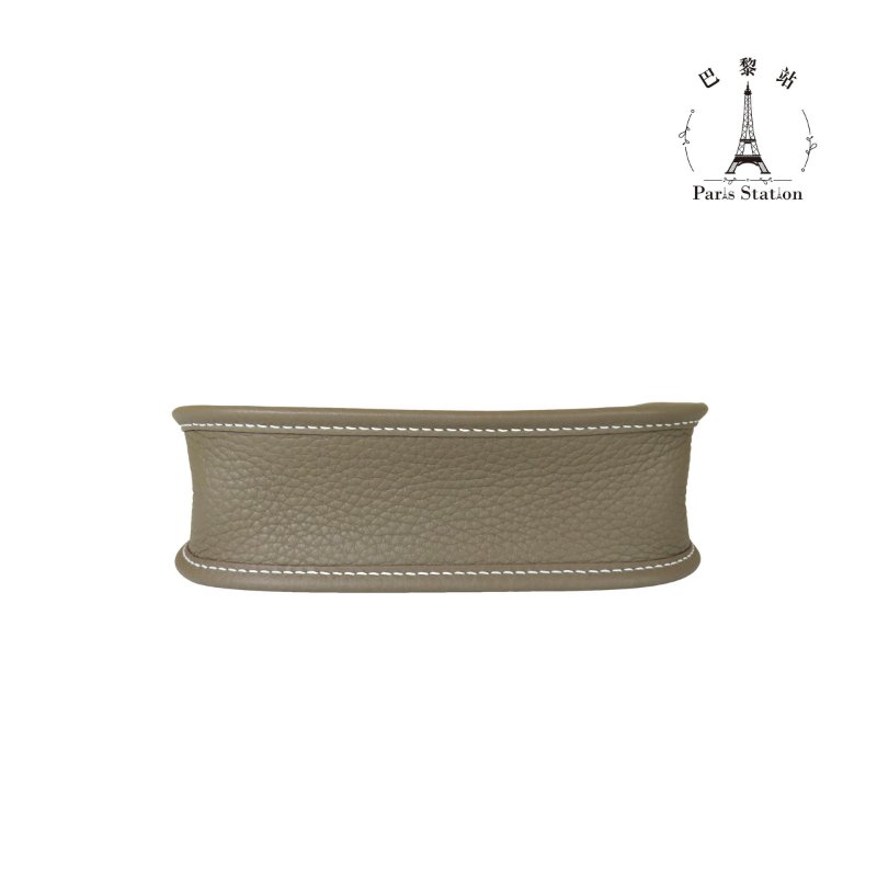 【巴黎站二手名牌專賣店】＊現貨＊HERMES 愛馬仕 真品＊K刻 Mini Evelyne 16大象灰小牛皮金釦鏤空洞H LOGO灰背帶肩背斜背包-2